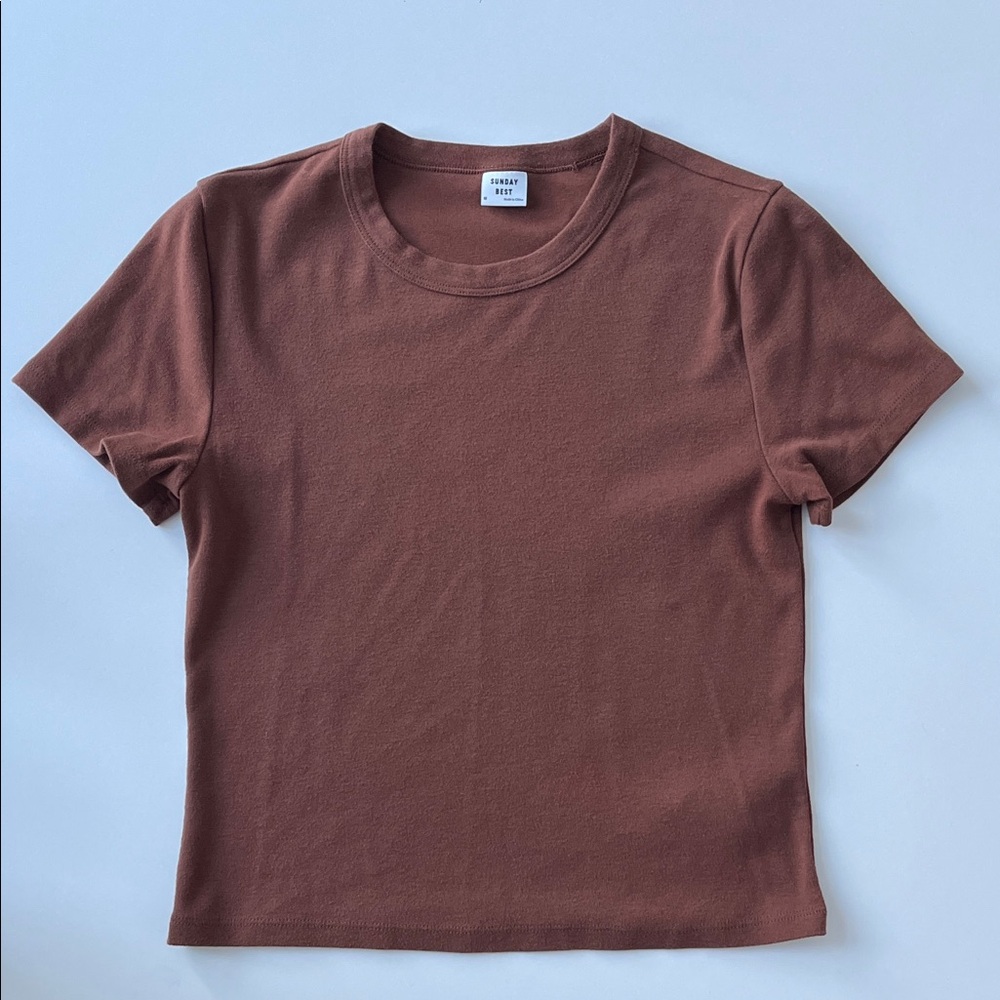 Aritzia Sunday Best Short Sleeve Tee Brown Medium